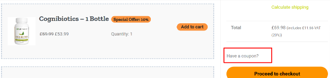 A box where you can add your Bioptimizers promo code to redeem it