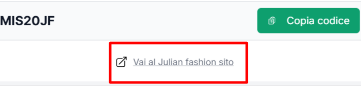 collegamento diretto al sito Julian fashion dove poter inserire un codice sconto Julian fashion e risparmiare