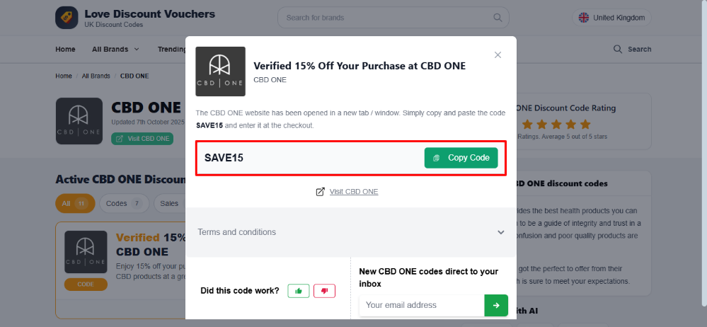 Love Discount Vouchers available CBD ONE discount code that you use on your order