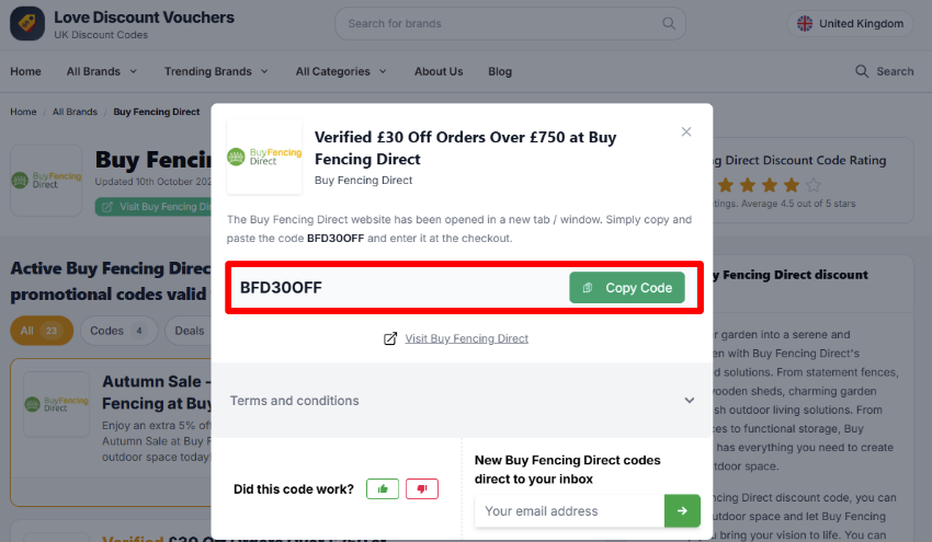 Copy your code and start shopping