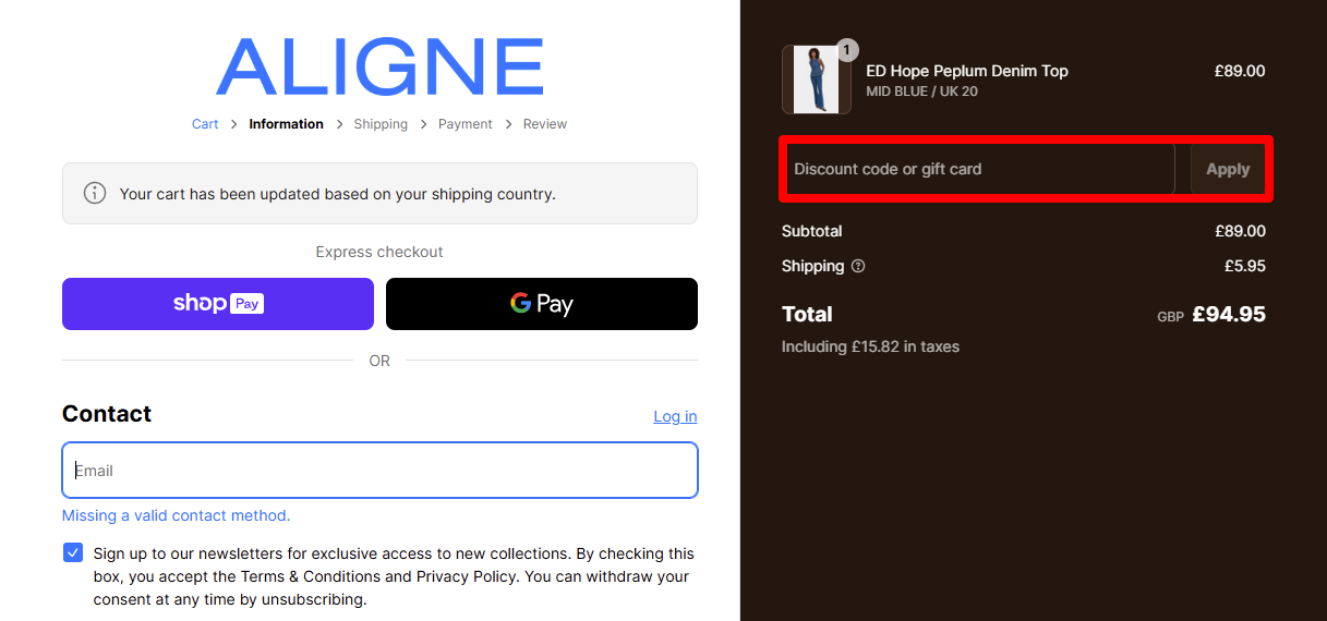 Paste your code in the discount box and click on 'Apply' to redeem it