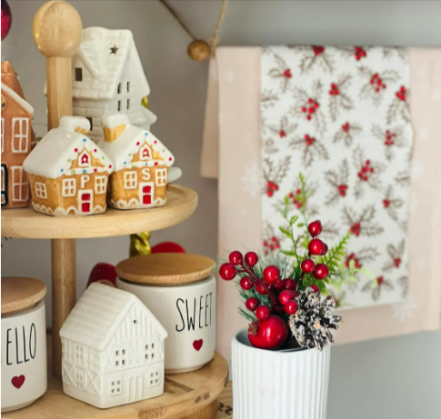 Festive holiday decor with gingerbread houses