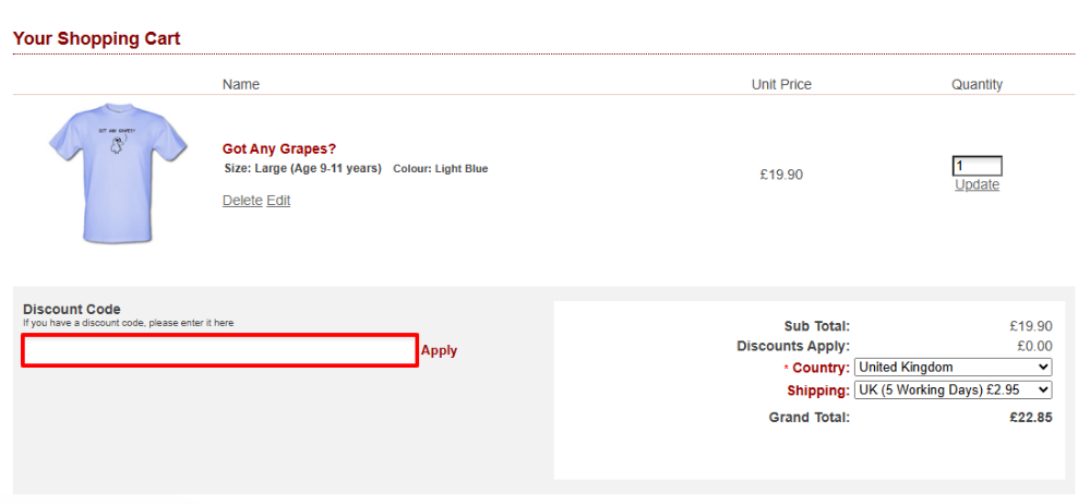 CharGrilled shopping cart where you apply your CharGrilled discount code