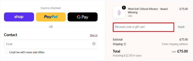A box where you can add your Je Joue voucher code to redeem it