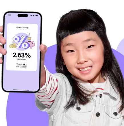 A child showing the gohenry app with an interest rate on a savings account