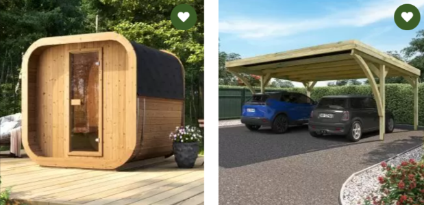 a Garden Chic sauna and car port as some of the best products sold