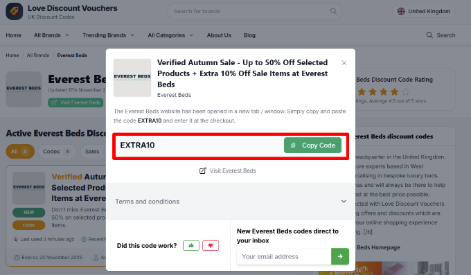 Copy your code to start shopping