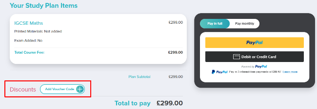A box where you can add your CloudLearn discount code to redeem it