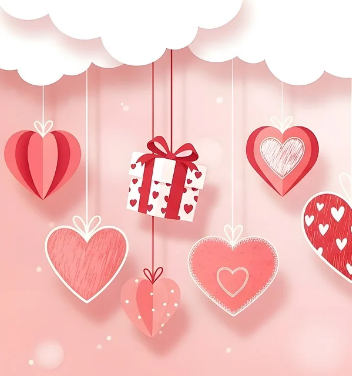 corazones de san valentín sobre fondo rosa para las ofertas san valentín
