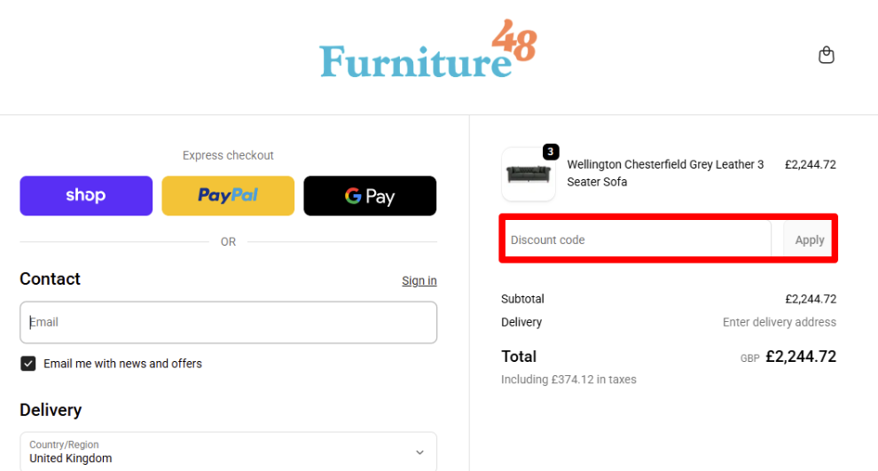 Paste your code and click 'Apply' to redeem your discount