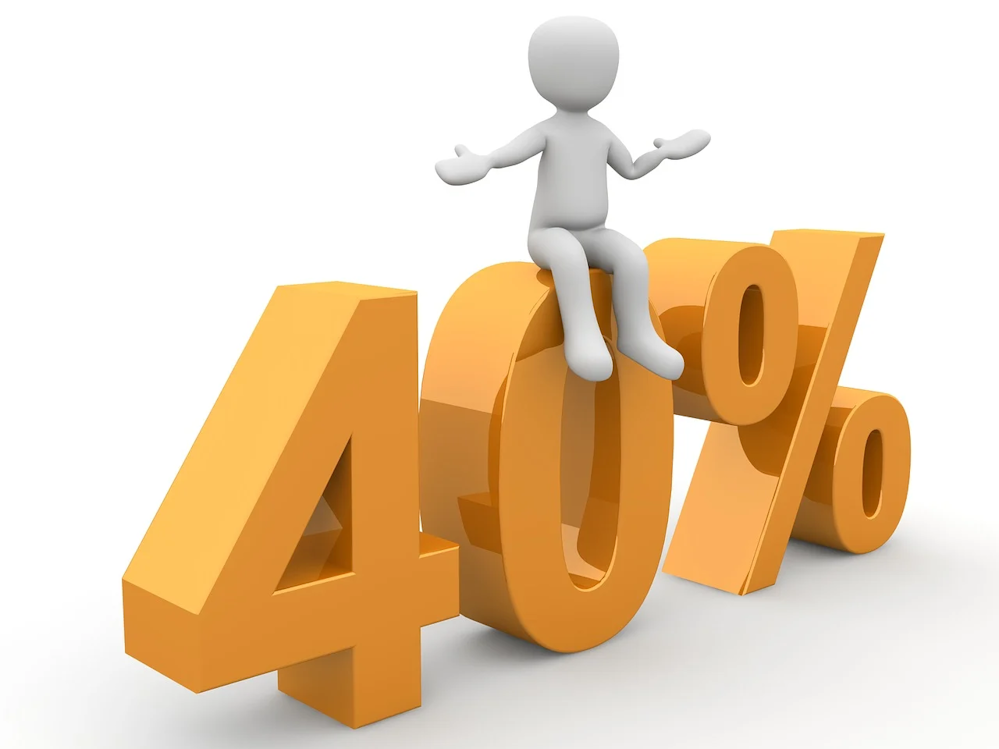 Ein Männchen, welches auf einer Abbildung von 40 % sitzt