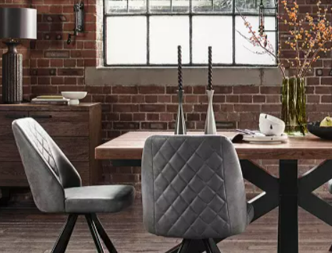 A grey dining set in a farmhouse style home from Furniture Village