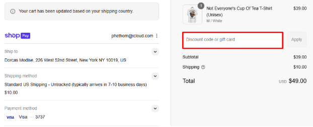 A red box is where you enter a Broken Society discount code