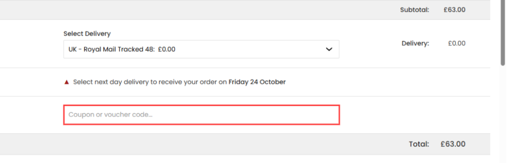 The scentuBEAUTY checkout page with where to paste the scentuBEAUTY voucher code in a red box