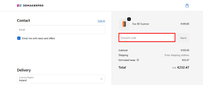 Enter your 3DMAKERPRO promo code and apply it to your order