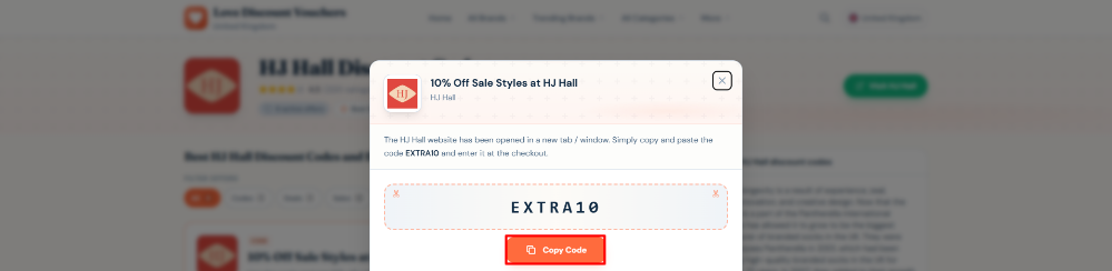 A HJ Hall code on Love Discount Vouchers