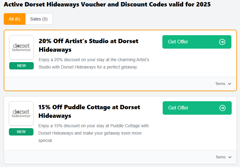 Dorset Hideaways offers and discounts only available here at Love Discount Vouchers