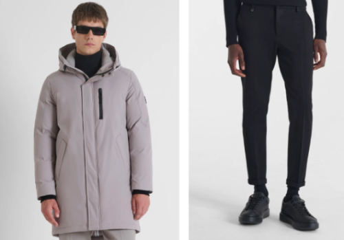regular-fitting jacket with black pants worn by Antony Morato male models