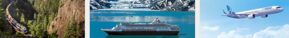 Holiday transportation that you can take such as a train, cruise, or flight