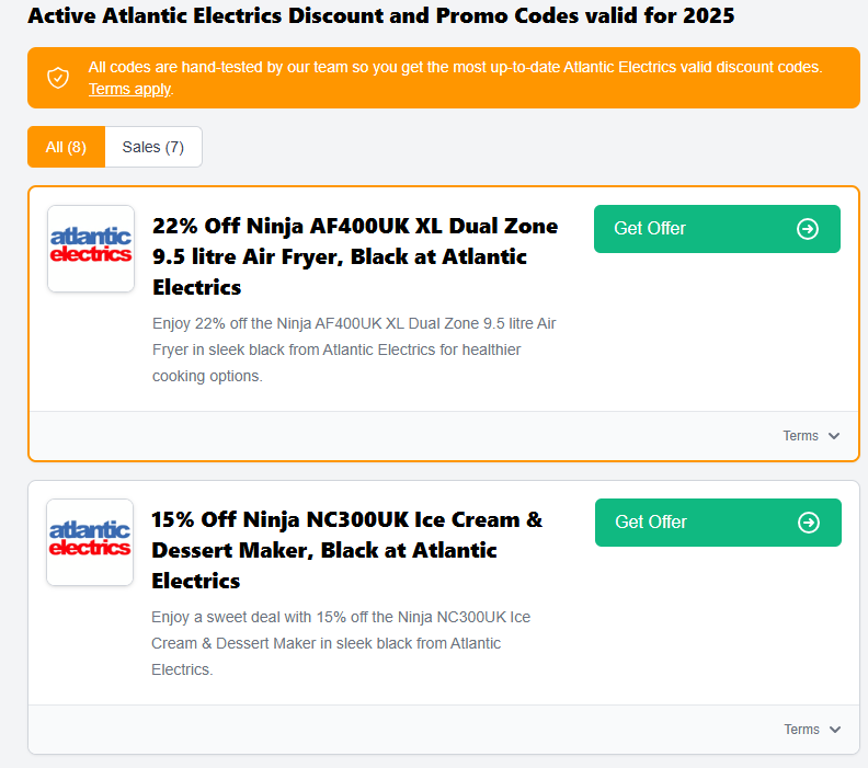 Active Atlantic Electrics voucher codes that are available to use