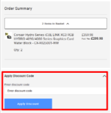 The checkout page showing where to apply your AWD IT voucher code