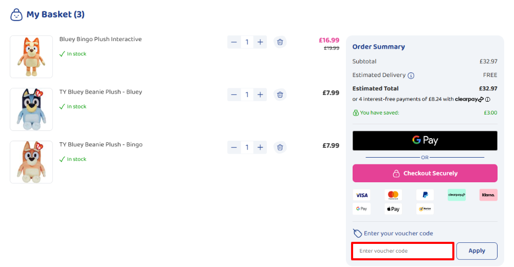 The BARGAINMAX checkout page with where to paste the BARGAINMAX voucher code in a red box.