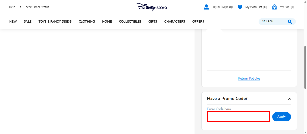 Have a Disney Store promo code to use on your order?