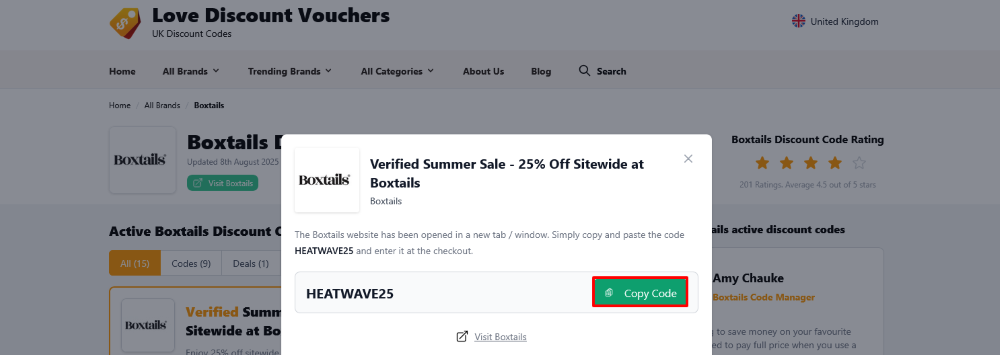 The page where you get a Boxtails discount code