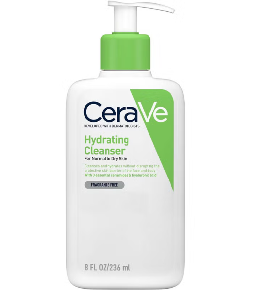 Basic skincare routine: A bottle of CeraVe Hydrating Cleanser