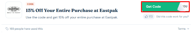 A red box will reveal a Eastpak voucher code