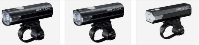 Three Cat Eye bike lights with different components and features