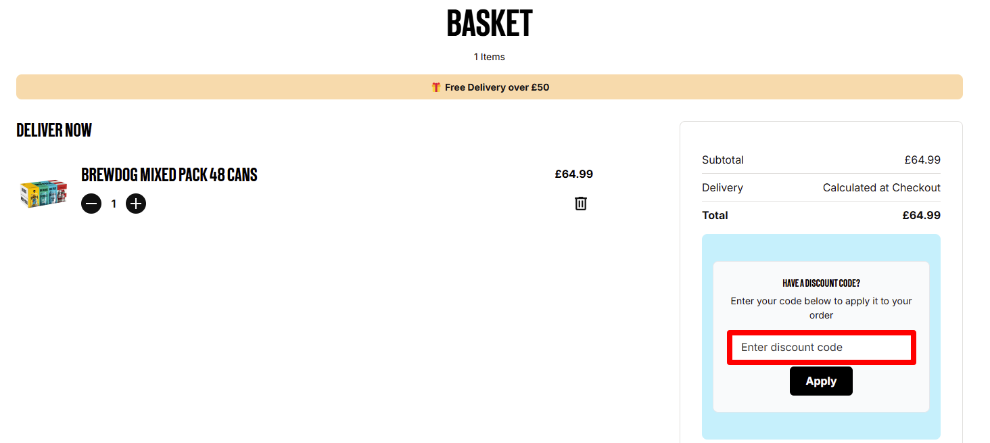 Paste your discount code in the red box to get a price reduction