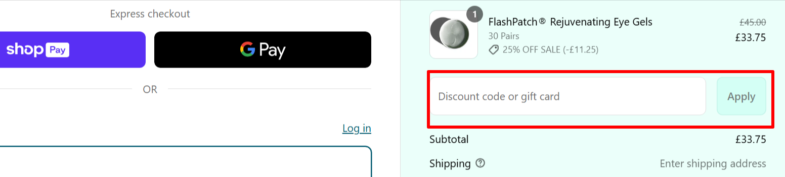 Patchology discount code box for customers at Patchology’s website