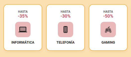imagen de la web de FNAC de categorías de productos con descuentos de FNAC