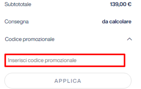 carrello del sito Superga dove poter inserire ed applicare un codice sconto Superga