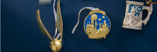Hallmark ornaments on a navy blue background