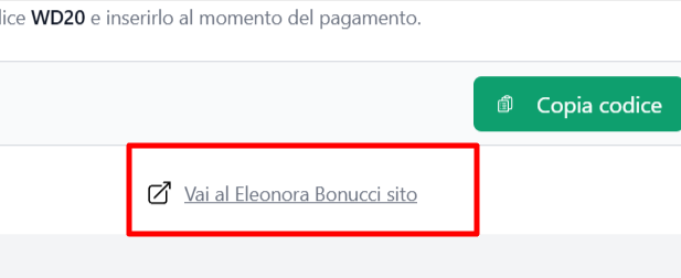 collegamento diretto al sito ufficiale Eleonora Bonucci dove poter risparmiare con un codice sconto Eleonora Bonucci