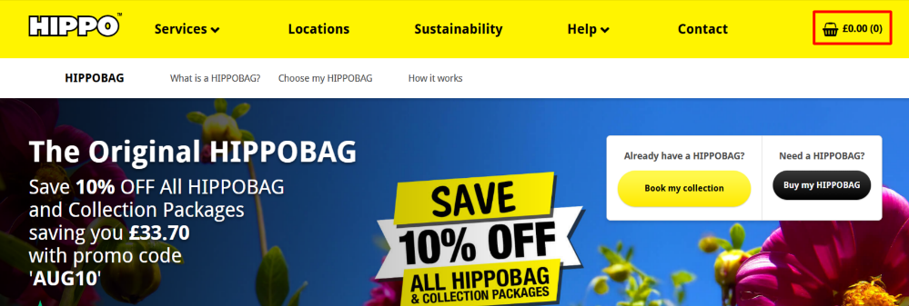 The Hippo website and details on a promotion they are running