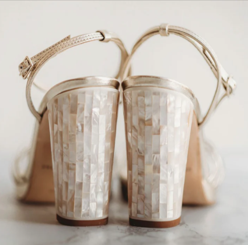 A pair of Freya Rose shoe wiith pearl embellishments that you can save on with a Freya Rose voucher code