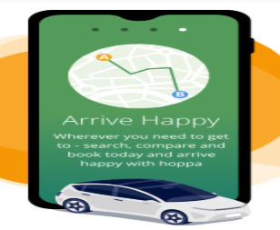 Hoppa app showing navigation