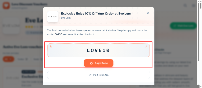 enjoy an exclusive 15% discount code from the Eve Lom store