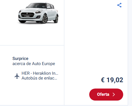 oferta de coche de driveboo para alquilar en la web