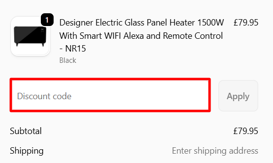 The Castle Heaters checkout page