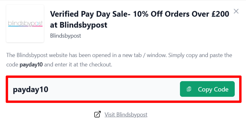 A Blindsbypost code on Love Discount Vouchers