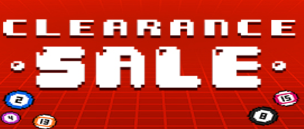 Clearance sale written in white on a red backround
