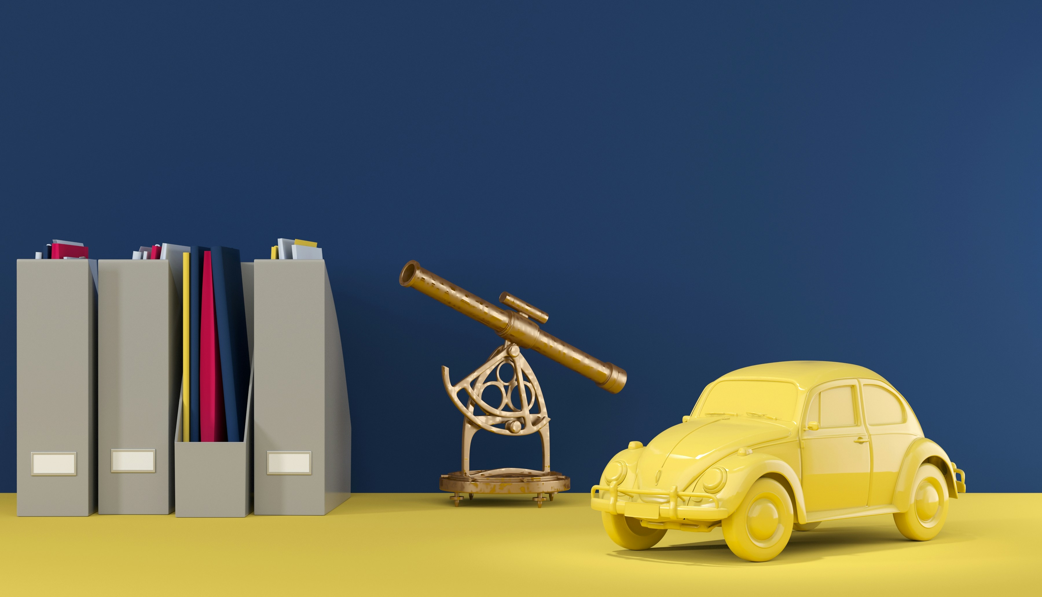 yellow car model and file insite file storgae and a mimic model