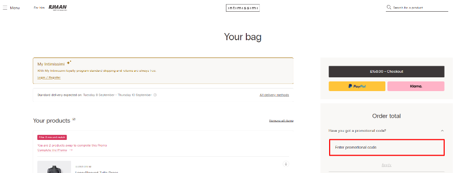 A red box around the promo code box where to enter your discount code