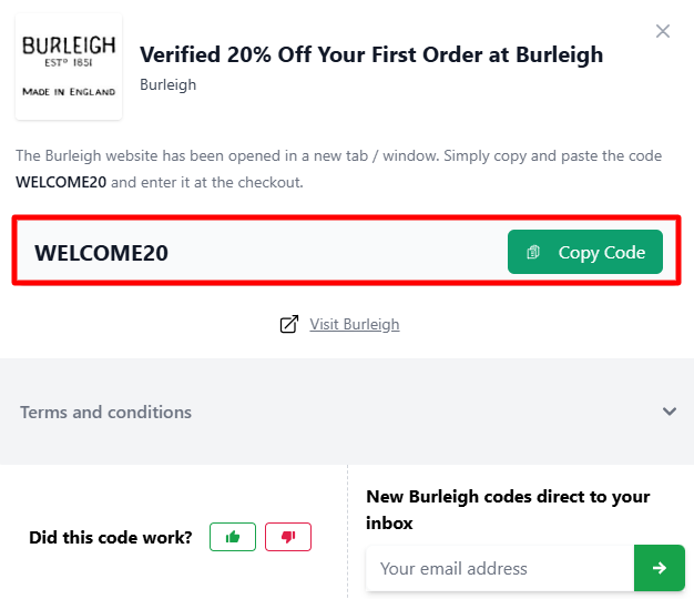 A Burleigh code on Love Discount Vouchers