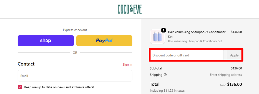 Paste your discount code in the red box to get a discount