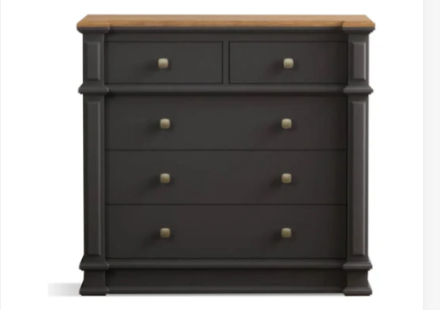 Shop the oak and charcoal grey chect of drawers for your bedroom